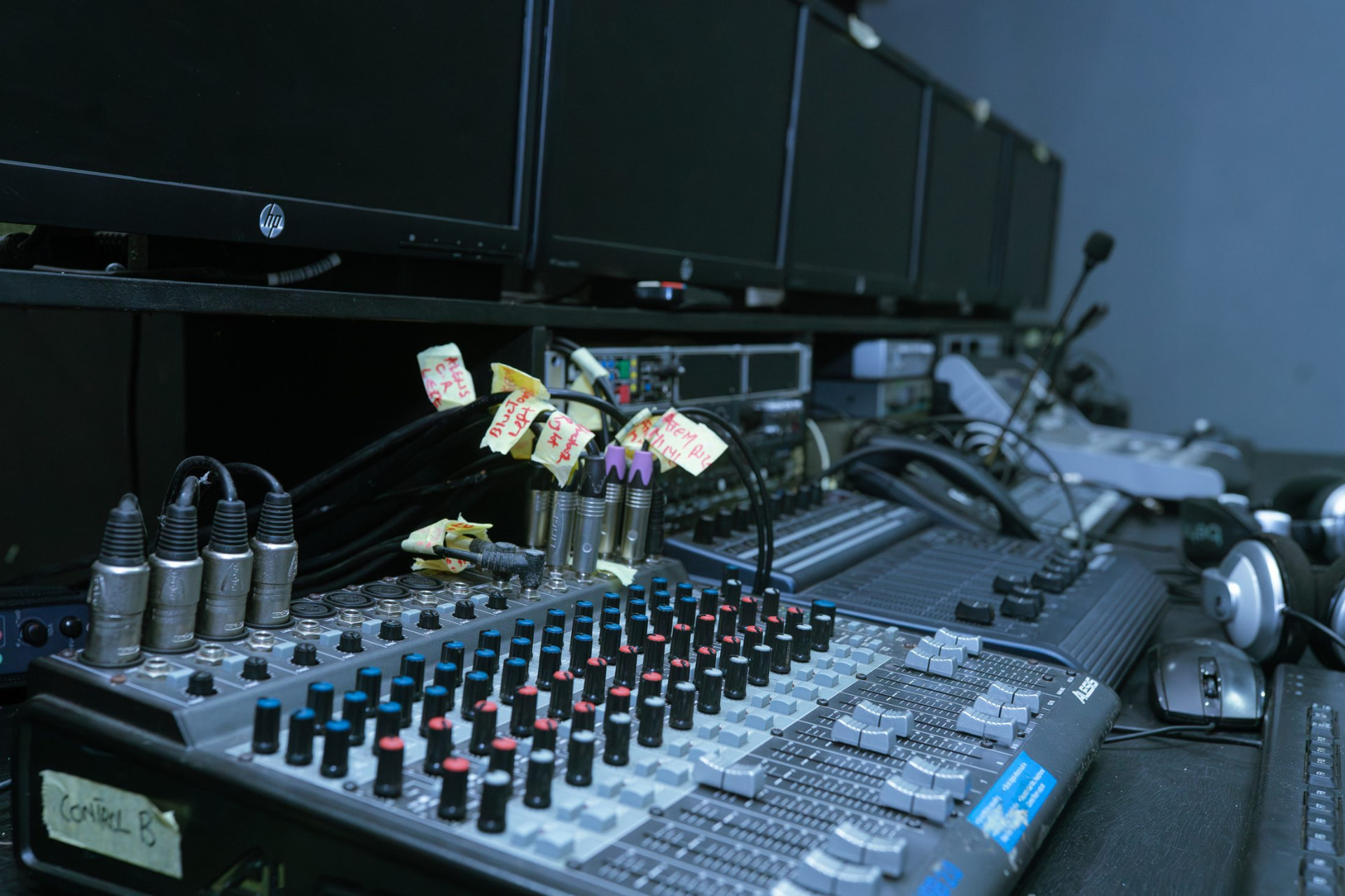 Analogue mixing console patched with XLR lines in Digitrack's Control B